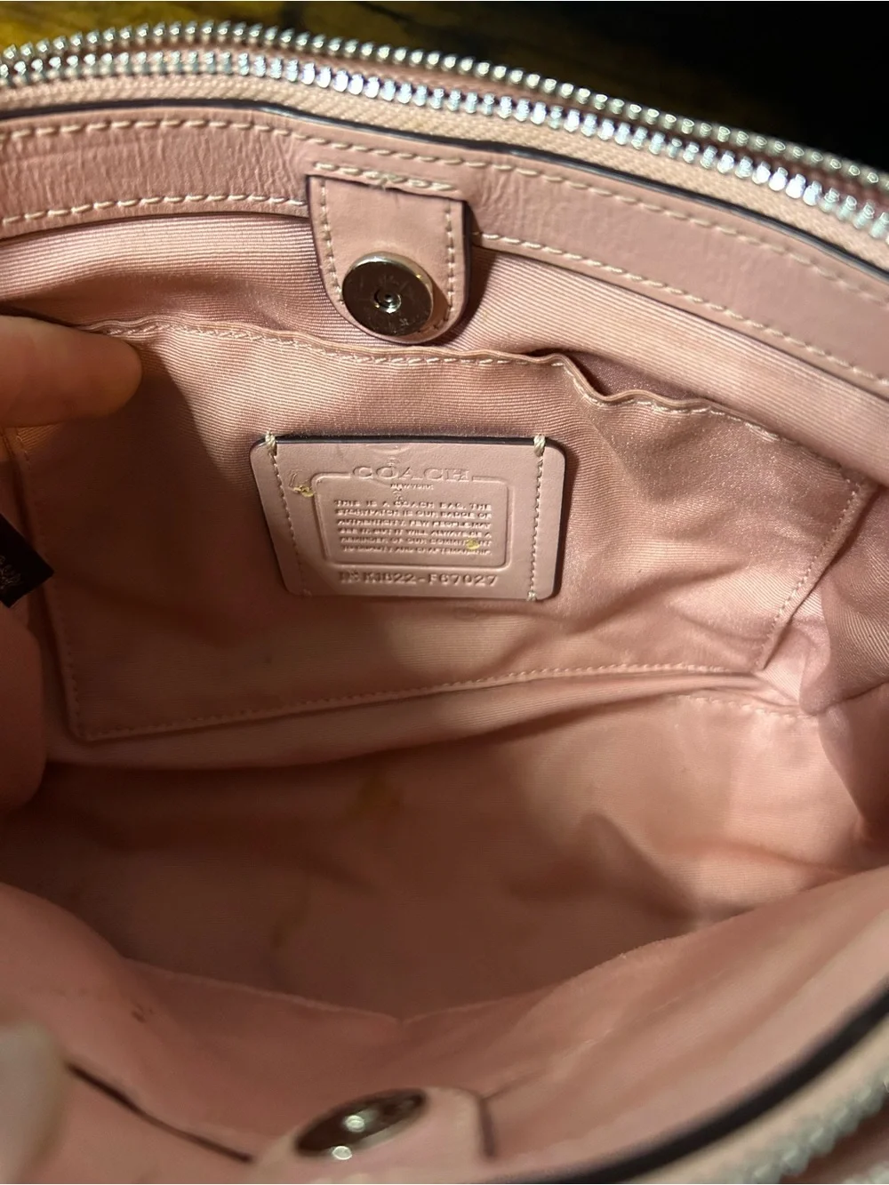 Coach Signature Logo Satchel Top Handle Zip Detachable Strap Brown Pink